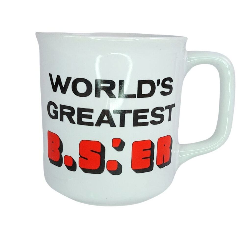 Vintage 1980s Worlds Greatest B.S.'ER Novelty Mug Coffee Tea Cup Made in Korea